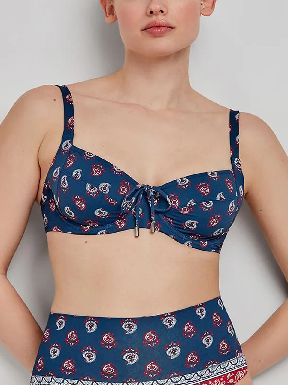 Womens Printed Underwired Non-Padded Bikini Bra