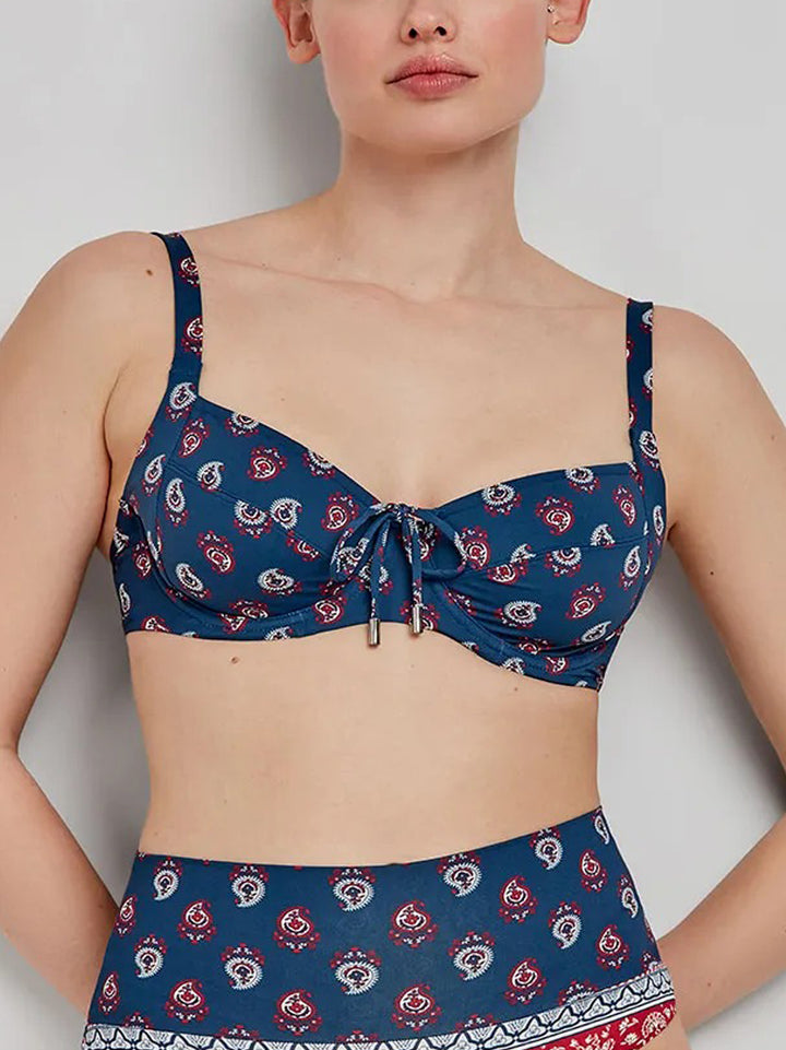 Womens Printed Underwired Non-Padded Bikini Bra