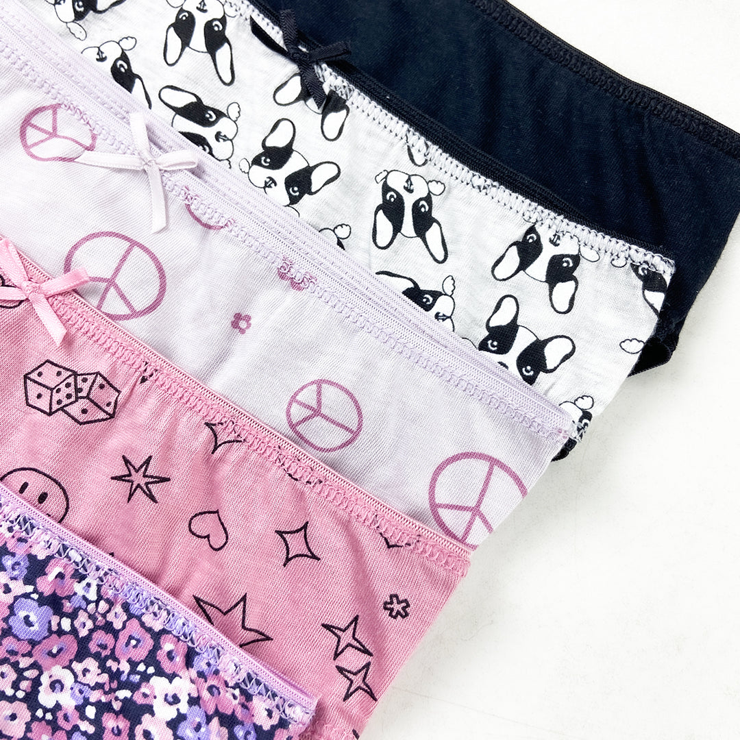 Pack of 5 Girls Fun Prints & Soft Comfort Cotton Panty