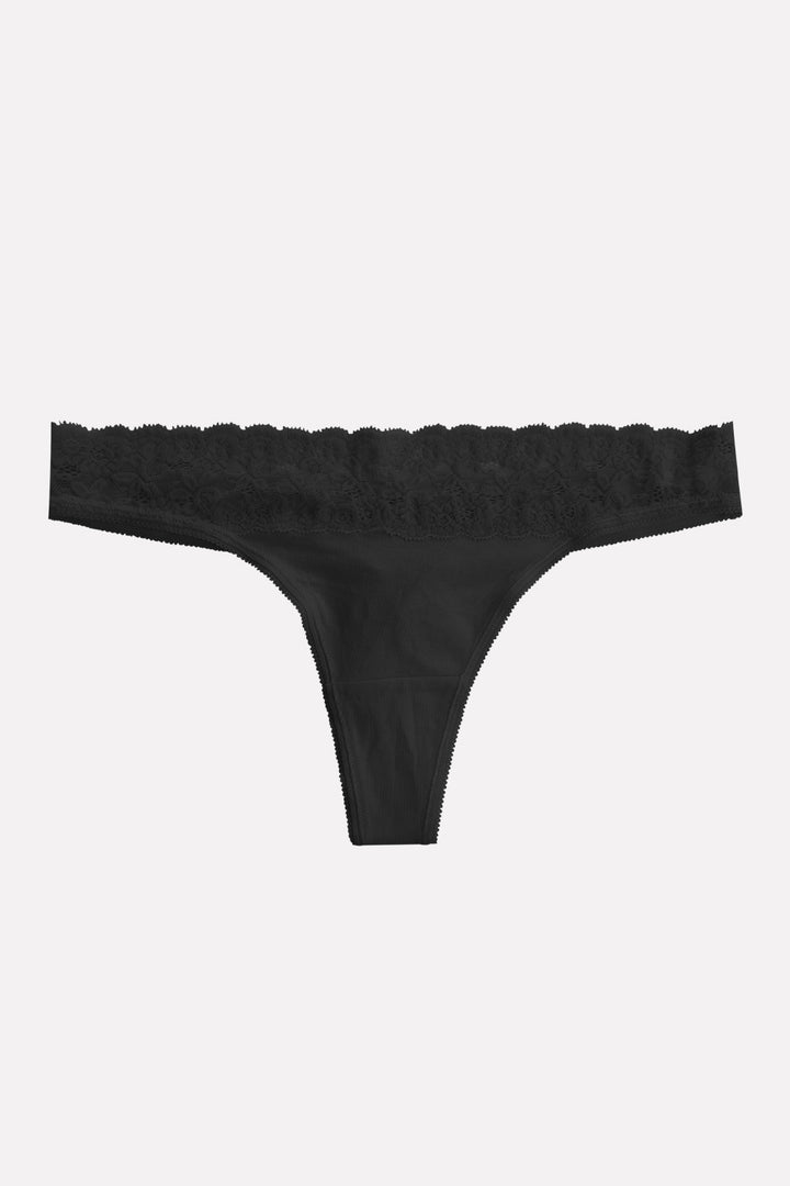 Ladies Mid Rise Lace Front Thong