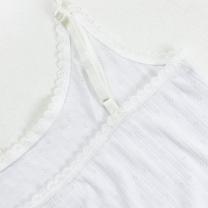 Womens Pointelle Lace Trim Cami with Adjustable Straps Camisole Tank Top
