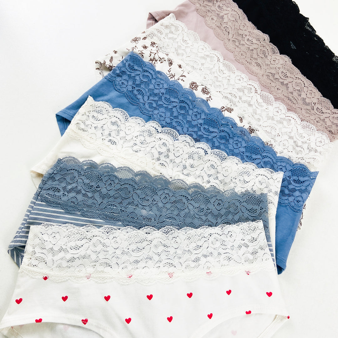 Womens Mid Waist Hipster Lace Brief Panty