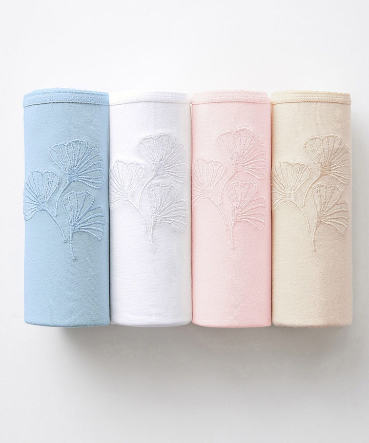 Pack of 4 Ladies Mid Rise Embroidered Cotton Brief Panty