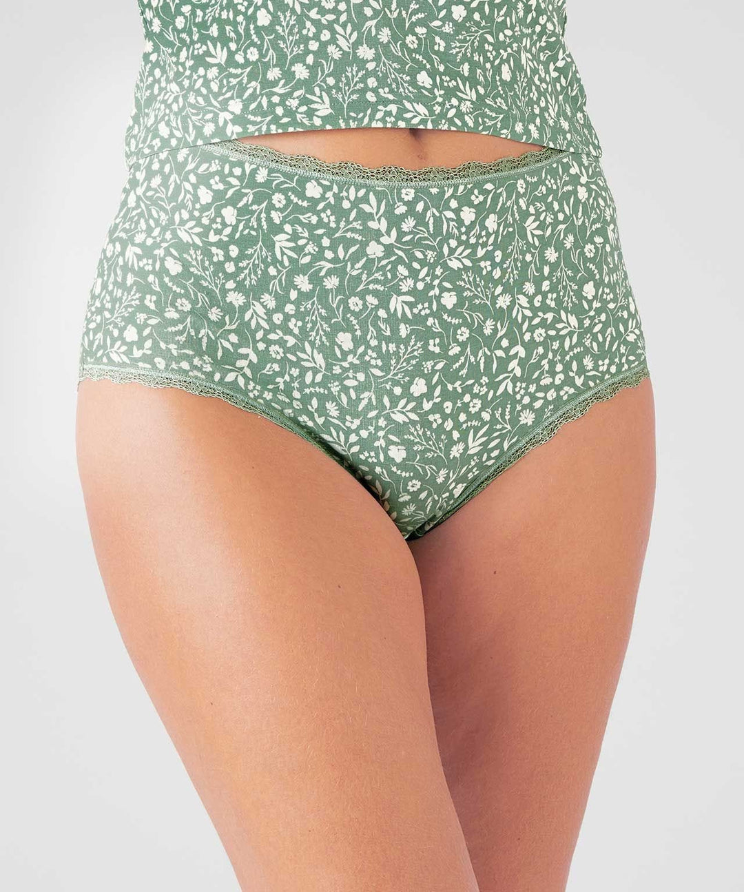 Ladies High Waisted Floral Printed Cotton Brief Panty