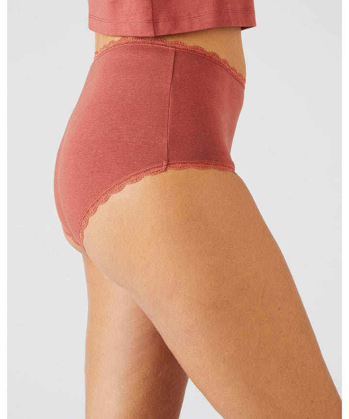 Womens Soft Cotton High-Waist Lace Trim Panty