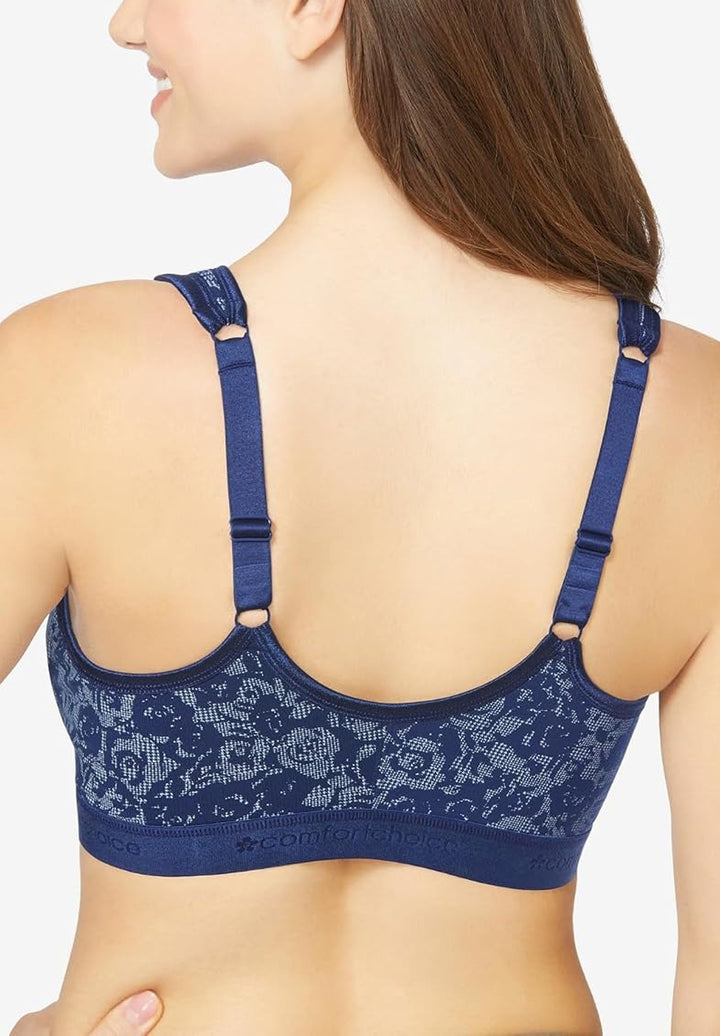 Womens Plus Size Wireless Front-Close Cotton Lounge Bra