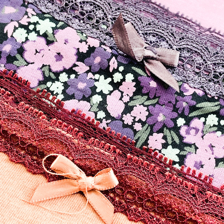 Pack of 3 Womens Soft Cotton Lace Trim Bikini Comfort Underwear Panty