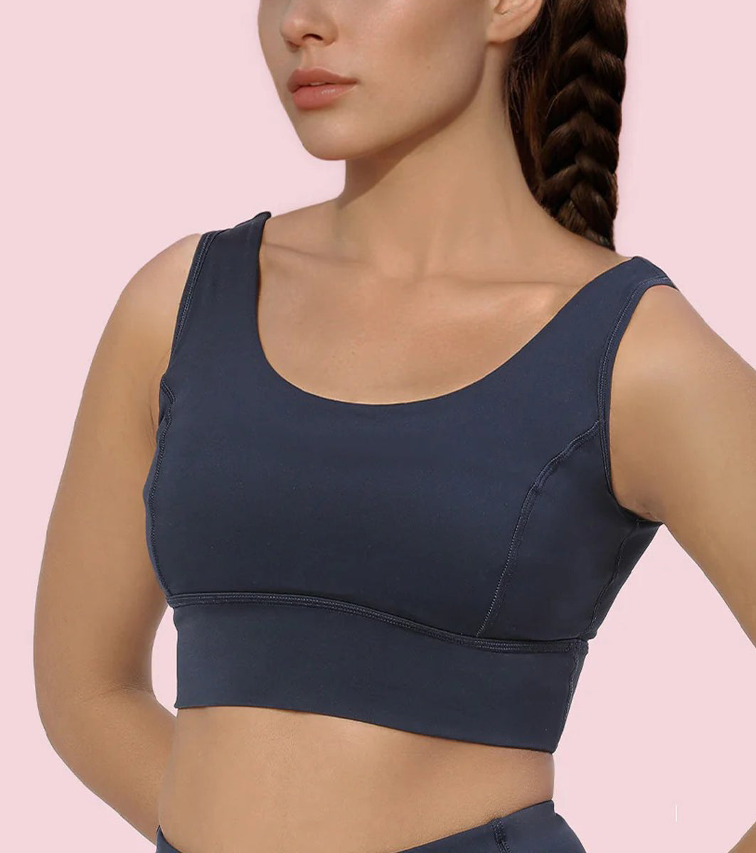 Womens Medium to High Support Padded Crop Sports Bra