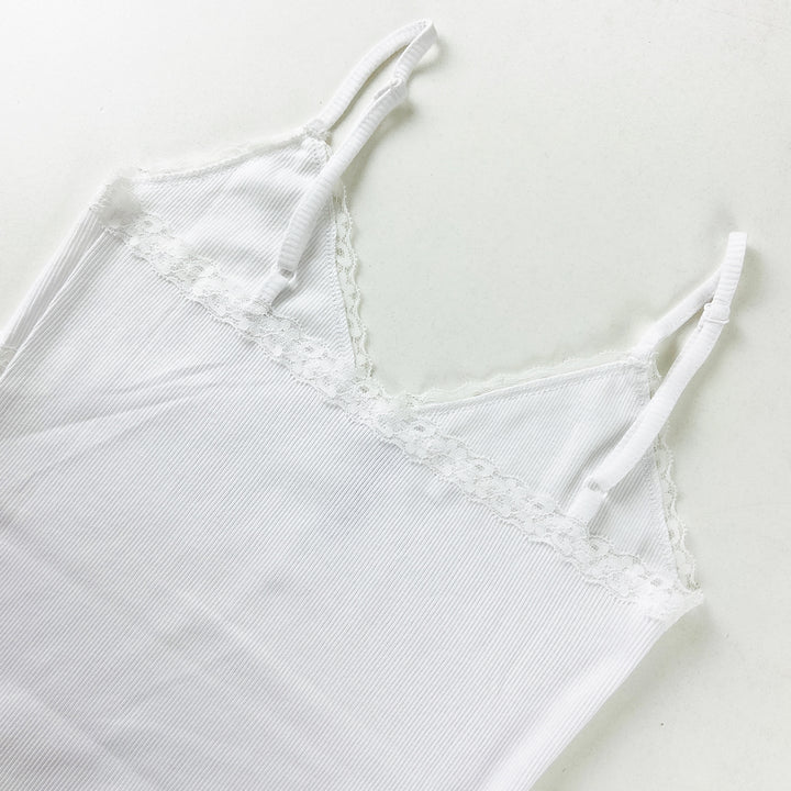 Women's Lace Trim Ribbed Cotton Camisole Tanktop
