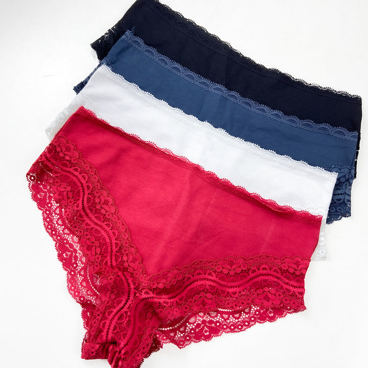 Pack of 3 Womens Premium Soft Stretch Fabric Floral Lace Panty