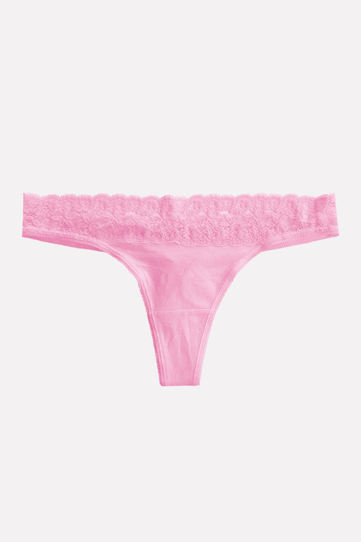 Ladies Mid Rise Lace Front Thong