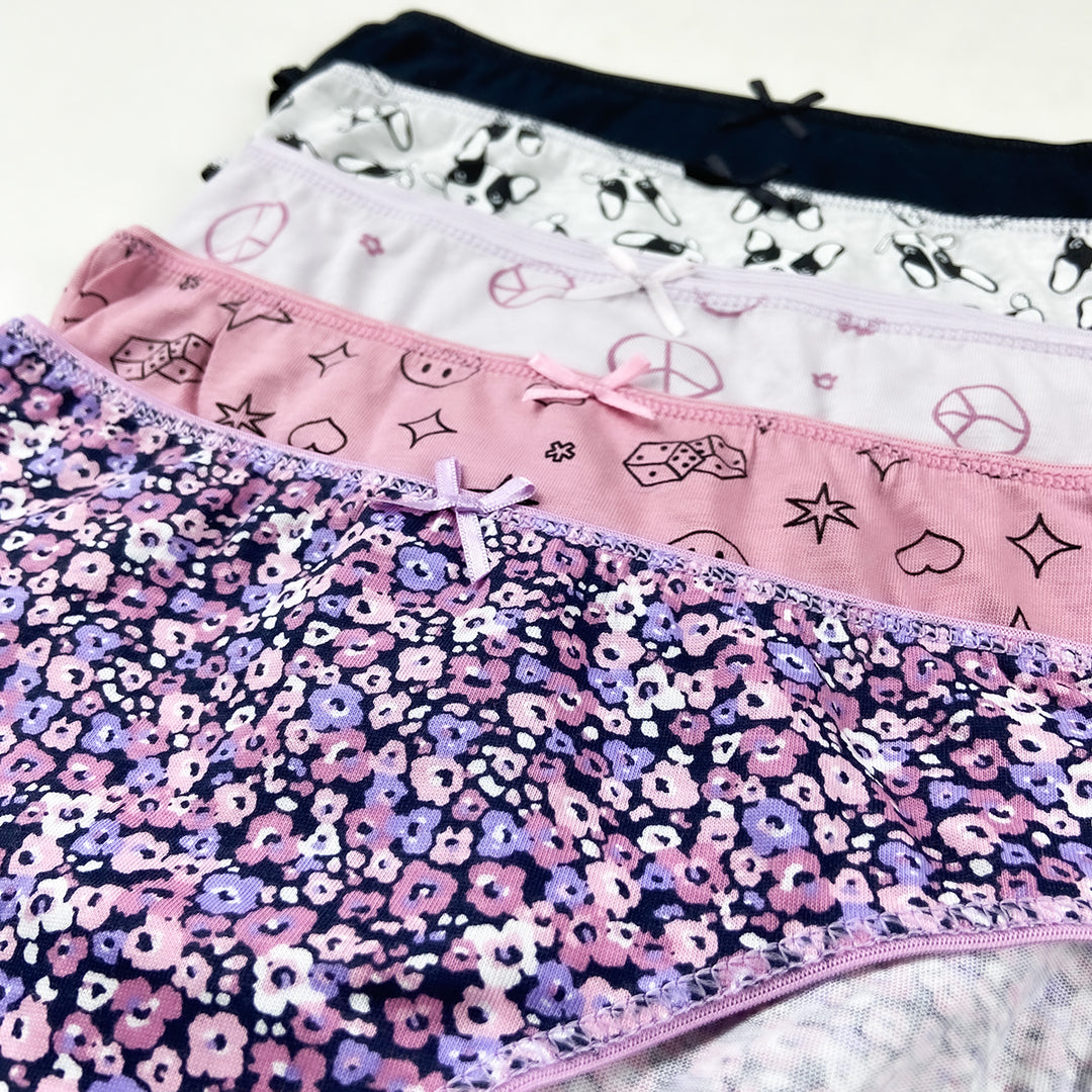 Pack of 5 Girls Fun Prints & Soft Comfort Cotton Panty