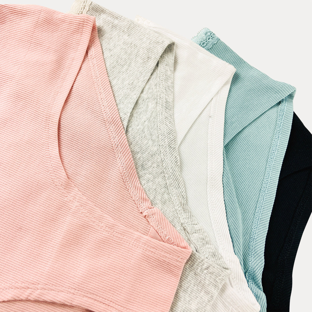 Pack of 3 Womens Ribbed Cotton Lace Waist Hipster Panty