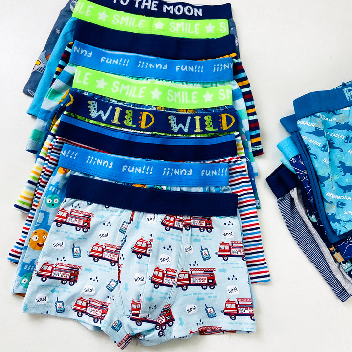 Pack of 5 Boys Premium Printed Retro Cotton Boxer Shorts