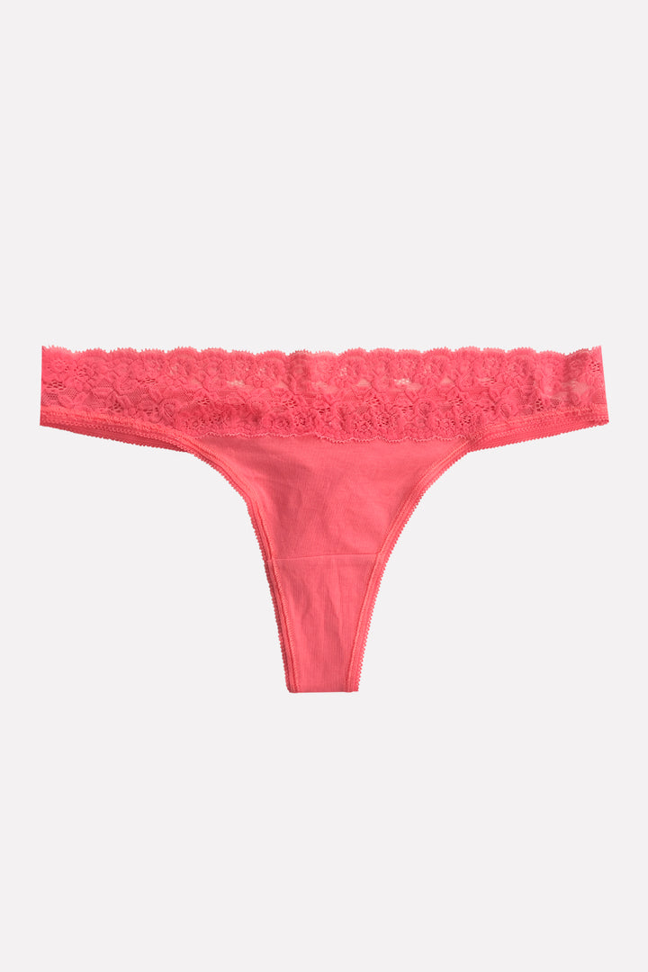 Ladies Mid Rise Lace Front Thong