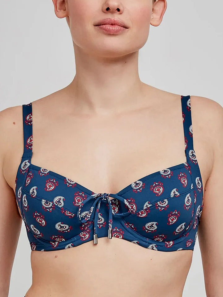 Womens Printed Underwired Non-Padded Bikini Bra