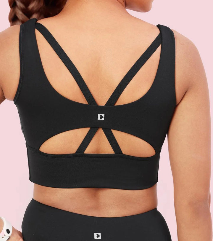 Womens Medium to High Support Padded Crop Sports Bra