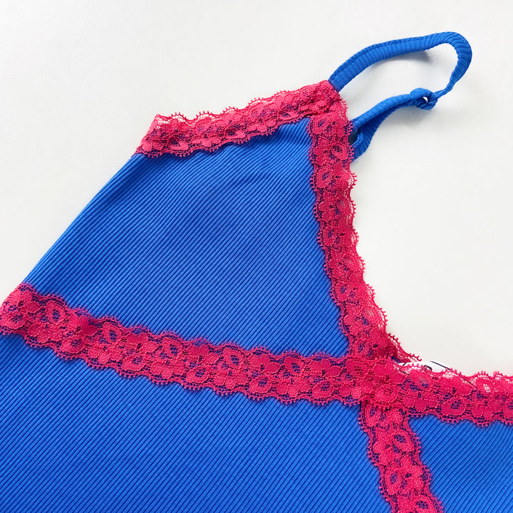 Women's Lace Trim Ribbed Cotton Camisole Tanktop