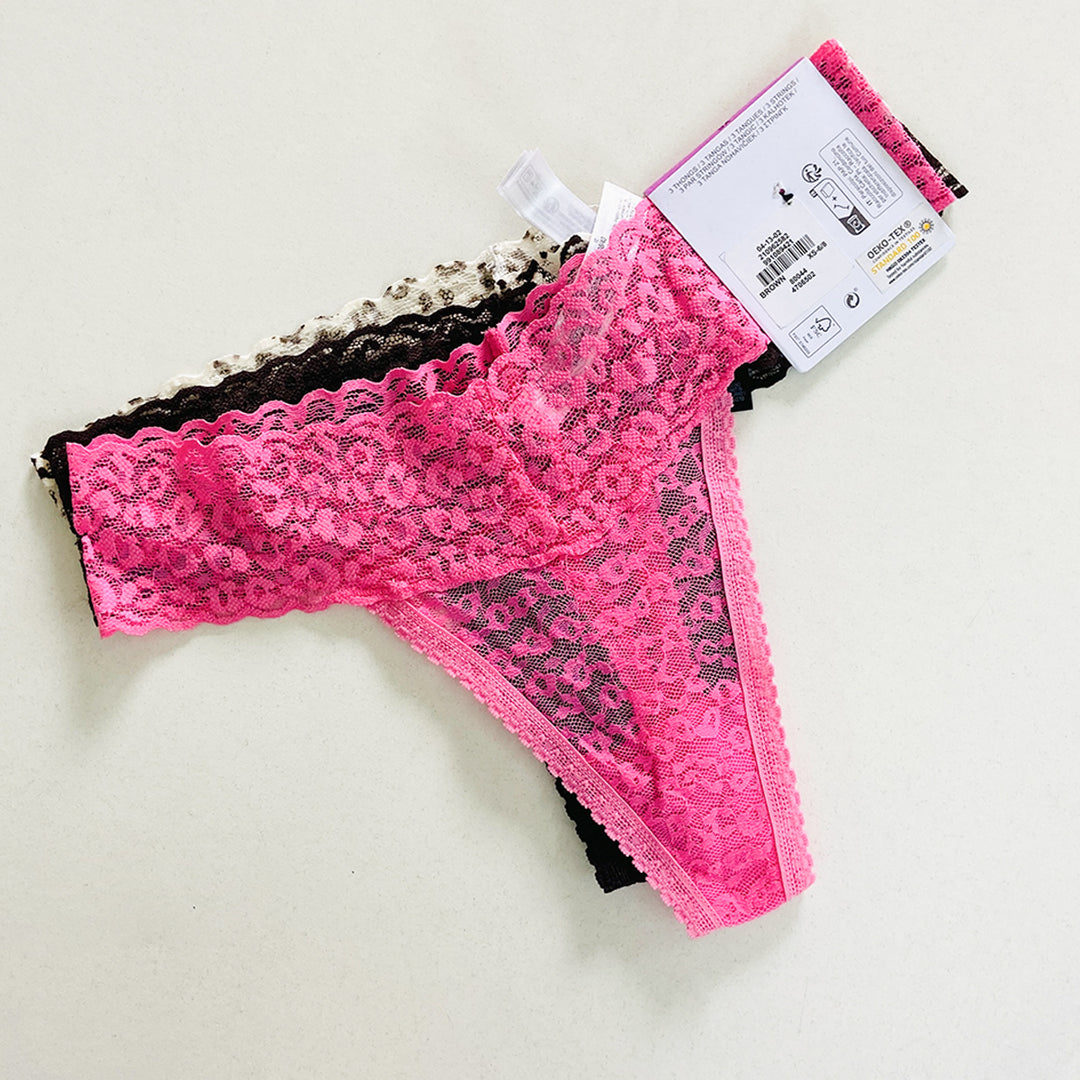 3pk Premium Lace Thongs
