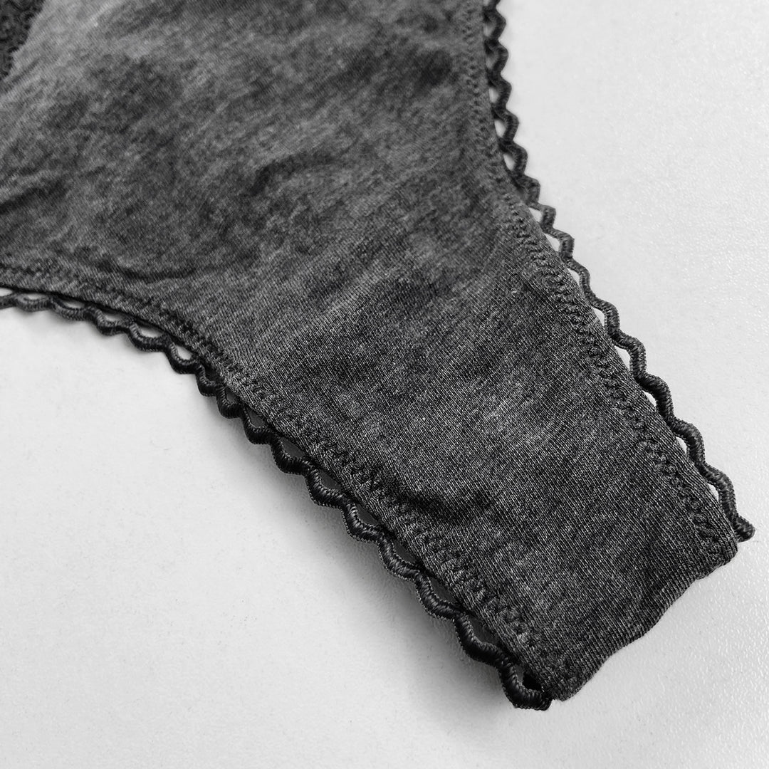 Ladies Mid Rise Cotton Lace Thong