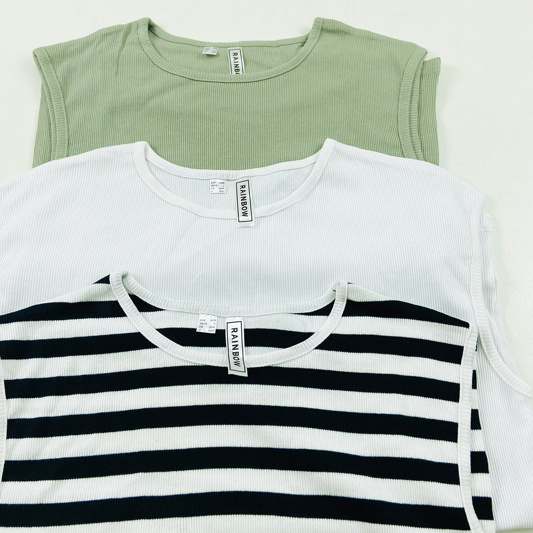 Womens Round Neck Ribbed Tank Top Comfortable Fit