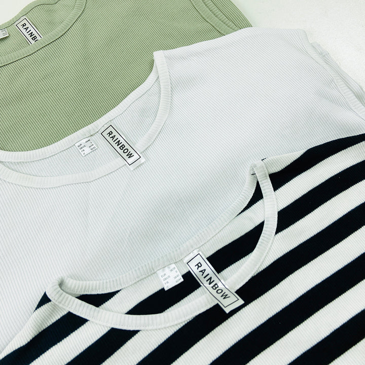 Womens Round Neck Ribbed Tank Top Comfortable Fit