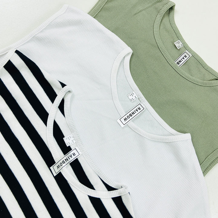 Womens Round Neck Ribbed Tank Top Comfortable Fit