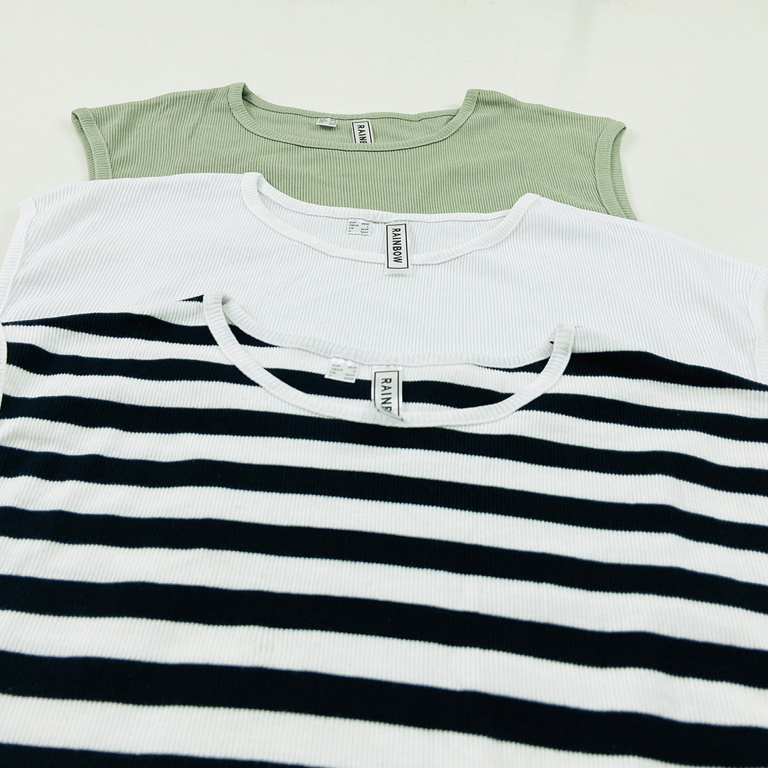 Womens Round Neck Ribbed Tank Top Comfortable Fit