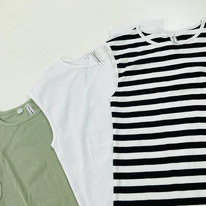 Womens Round Neck Ribbed Tank Top Comfortable Fit