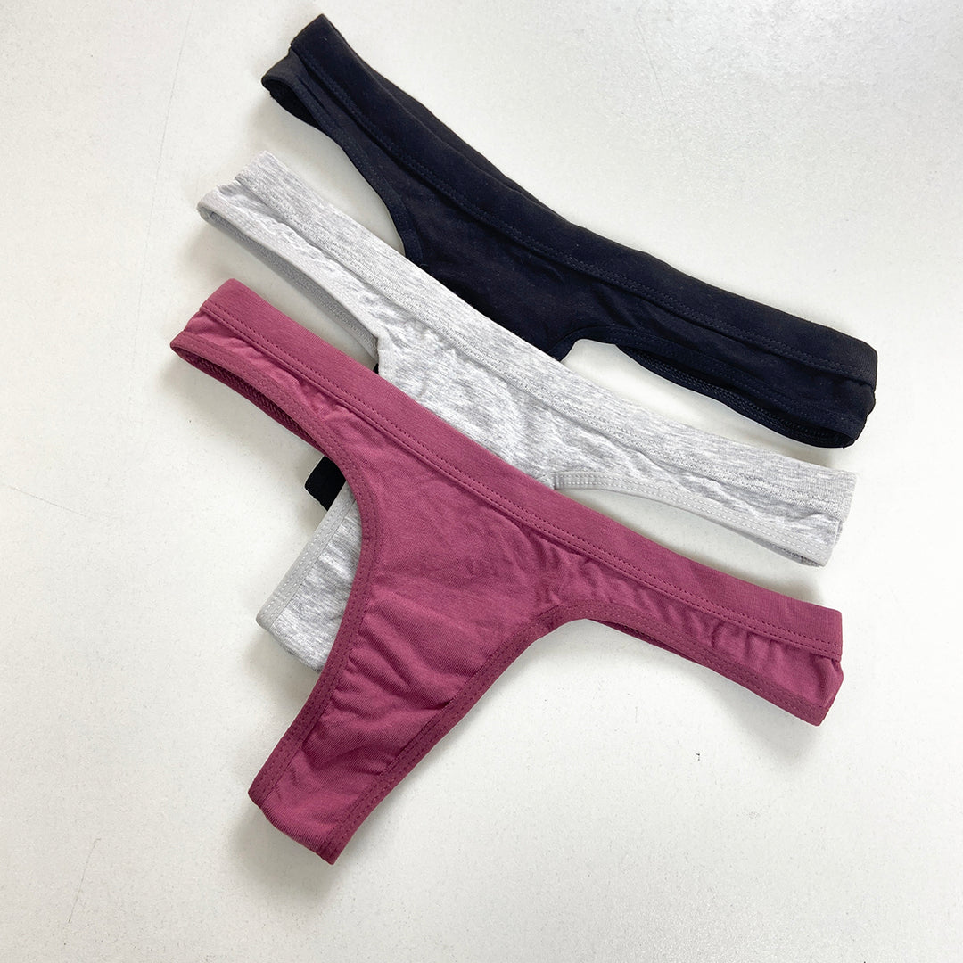 Pack of 3 Women's Cotton Thong Panties