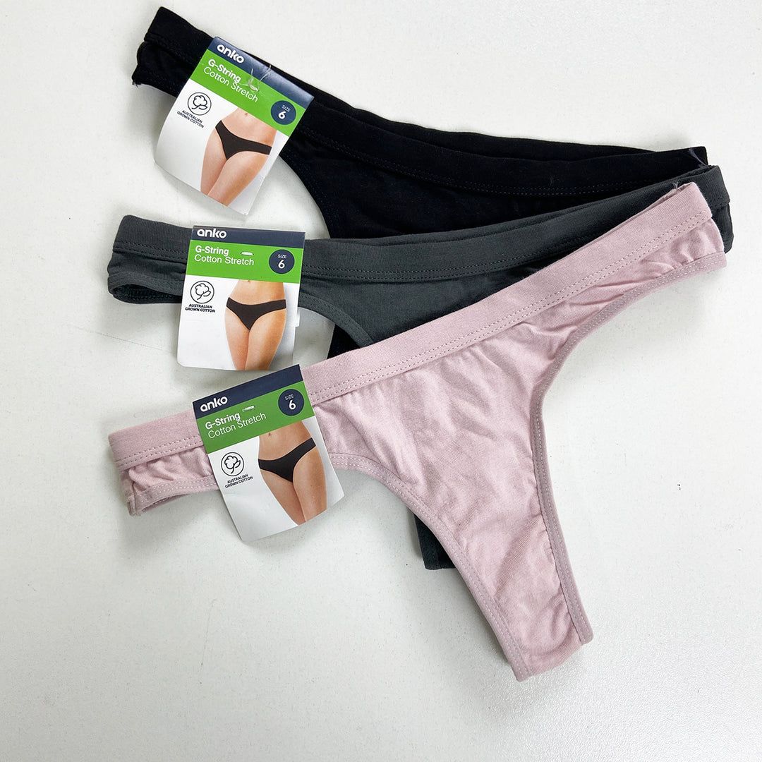 Pack of 3 Women's Cotton Thong Panties