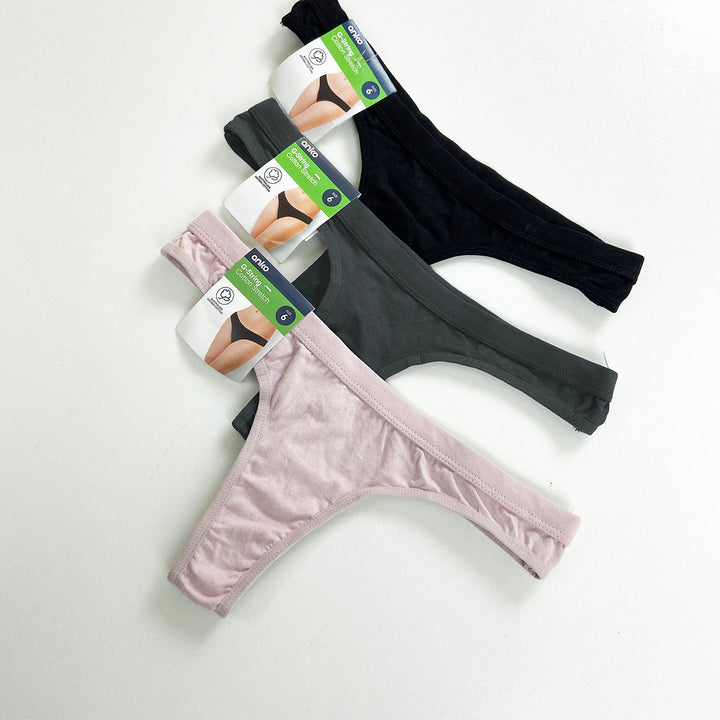Pack of 3 Women's Cotton Thong Panties