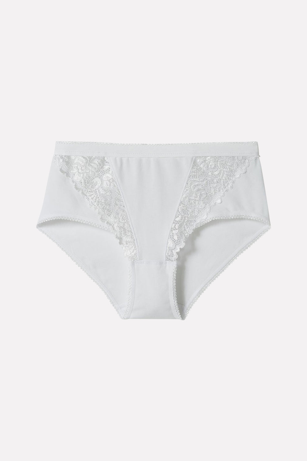 Ladies High Waisted Cotton Stretch Lace Brief Panties