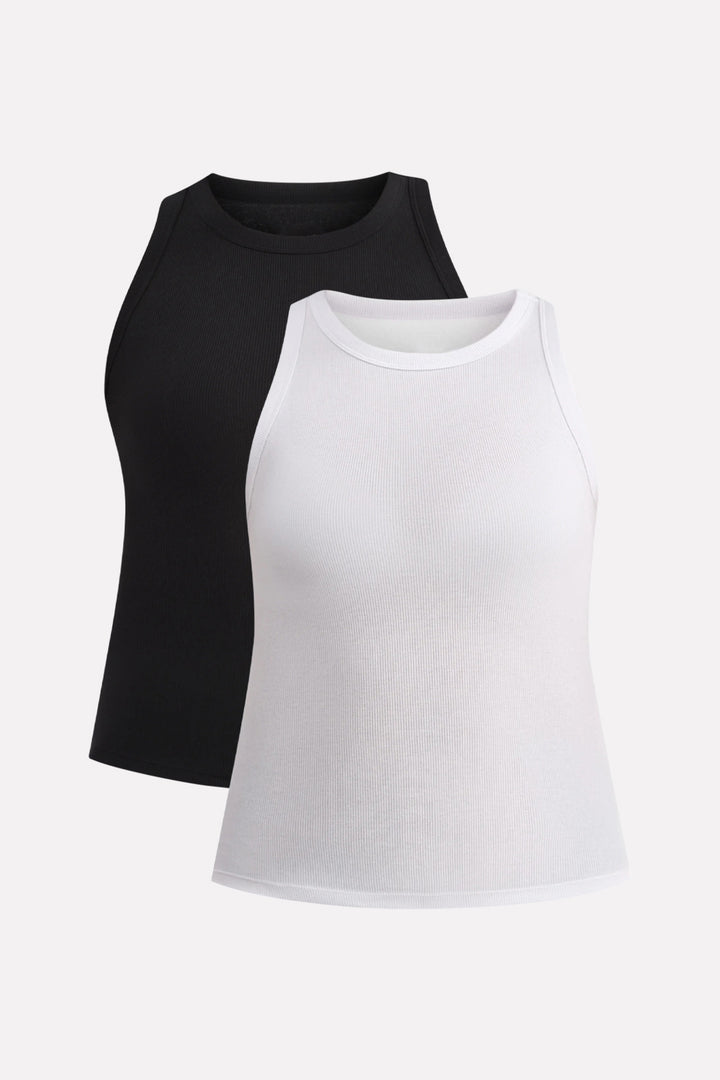 Womens High Neck Ribbed Tank Top Comfortable Fit