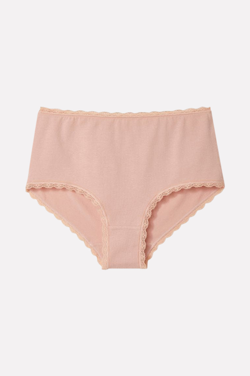 Womens Soft Cotton High-Waist Lace Trim Panty