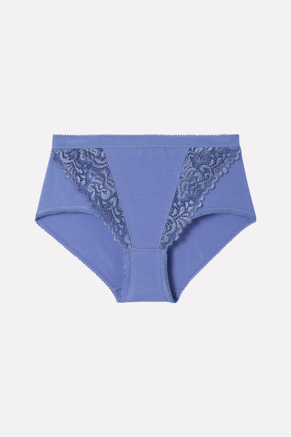 Ladies High Waisted Cotton Stretch Lace Brief Panties