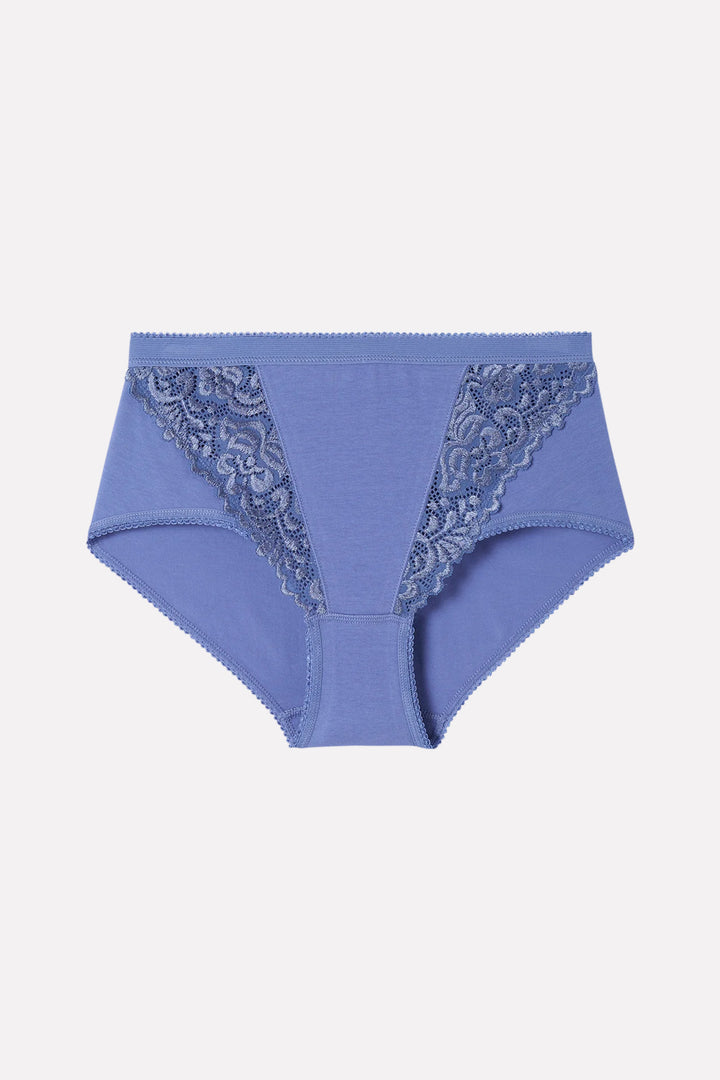 Ladies High Waisted Cotton Stretch Lace Brief Panties