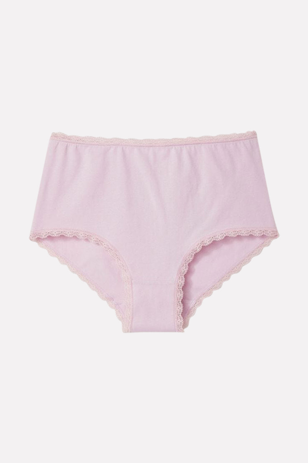 Womens Soft Cotton High-Waist Lace Trim Panty