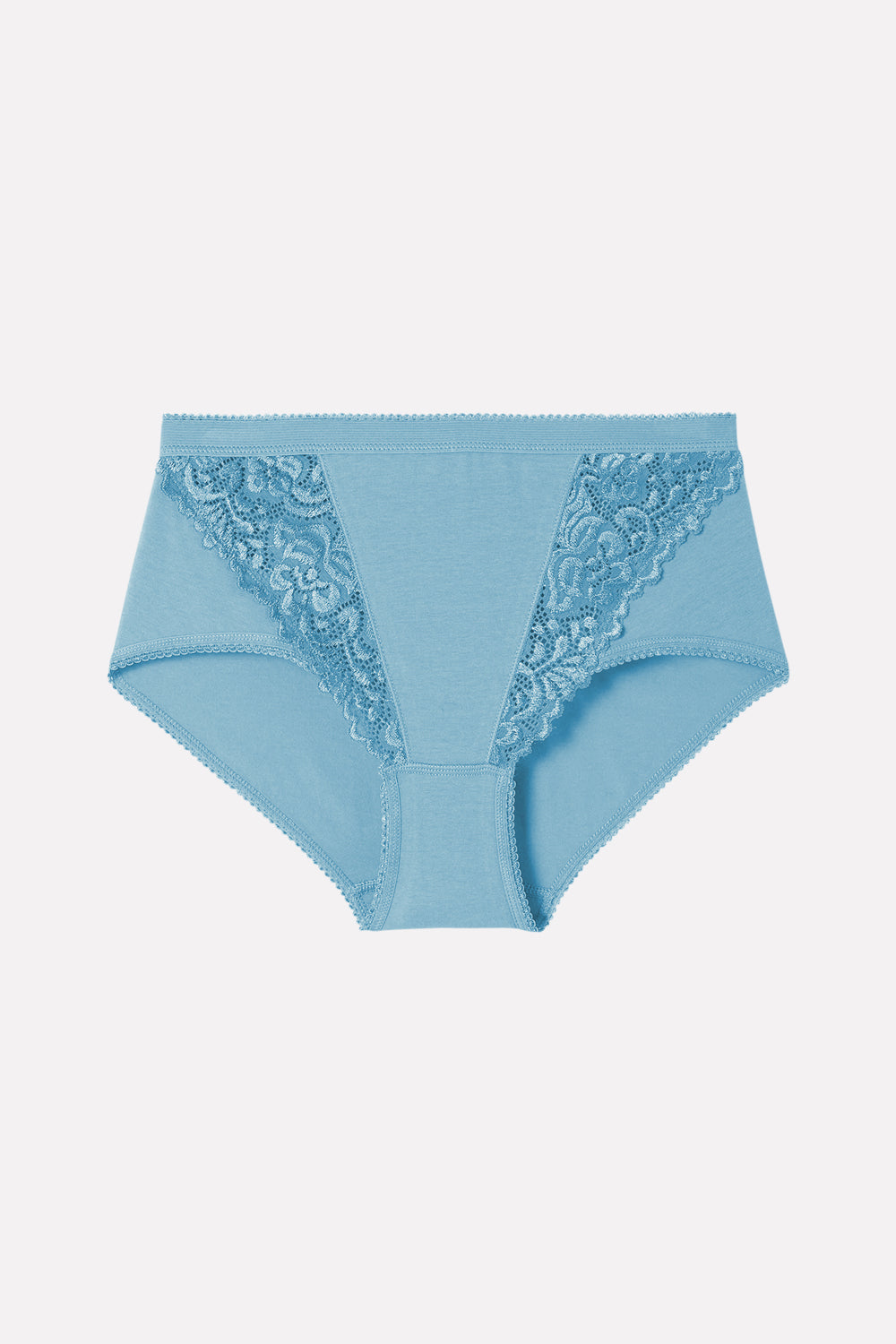 Ladies High Waisted Cotton Stretch Lace Brief Panties