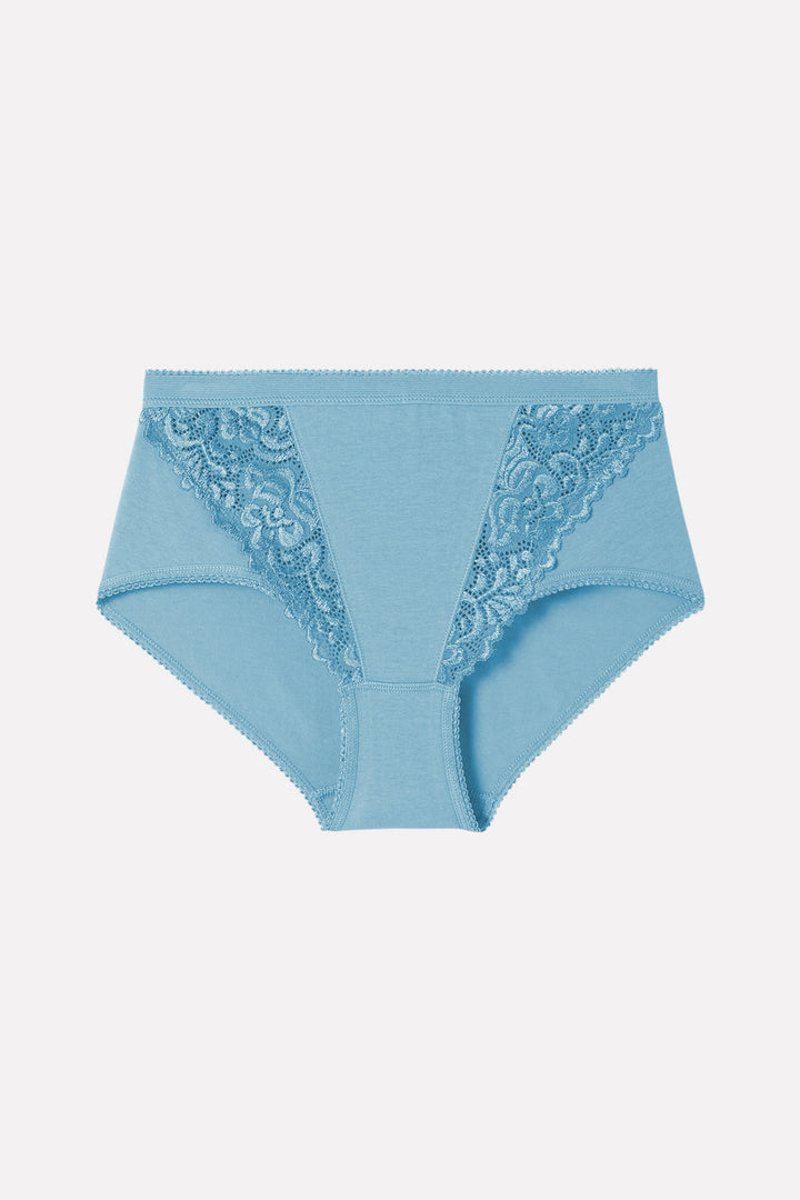 Ladies High Waisted Cotton Stretch Lace Brief Panties