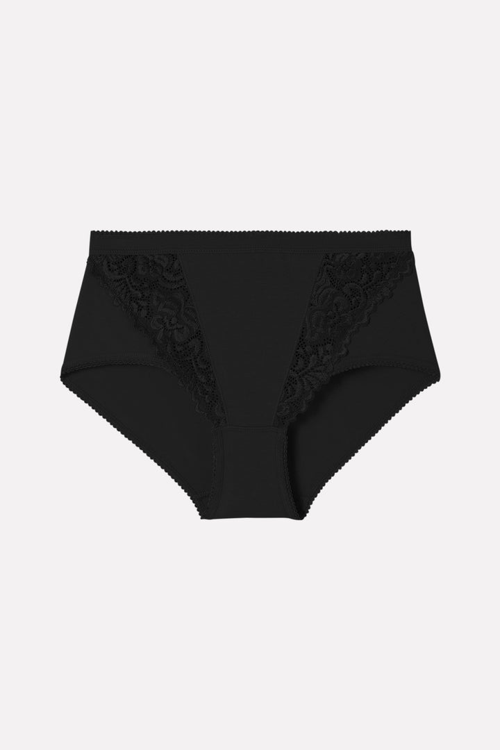 Ladies High Waisted Cotton Stretch Lace Brief Panties