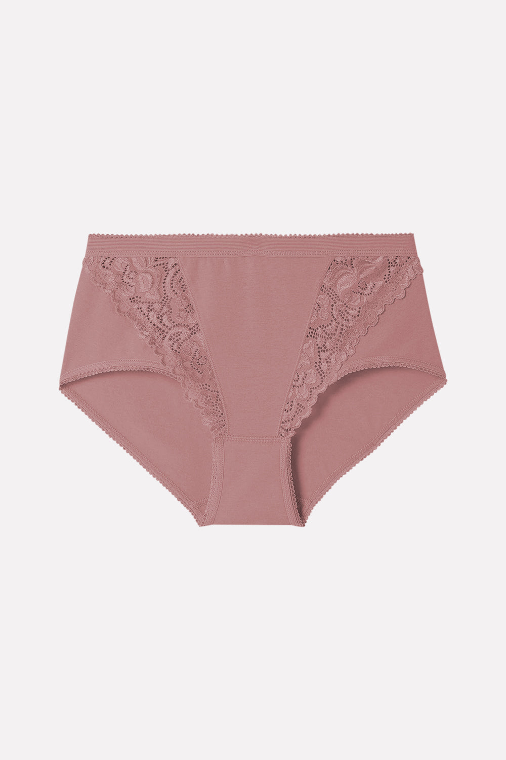 Ladies High Waisted Cotton Stretch Lace Brief Panties
