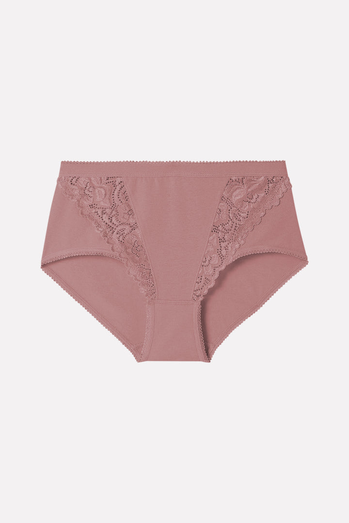 Ladies High Waisted Cotton Stretch Lace Brief Panties