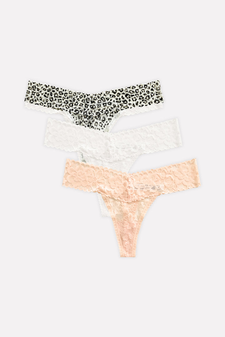 3pk Premium Lace Thongs
