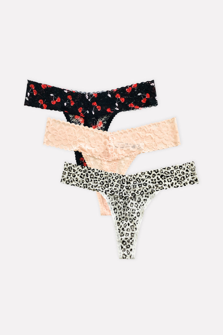 3pk Premium Lace Thongs
