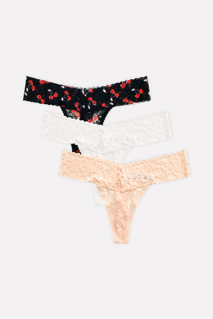 3pk Premium Lace Thongs