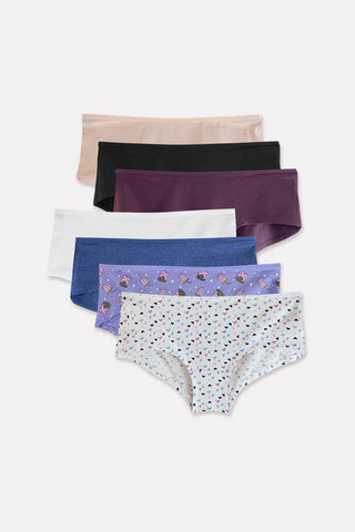 Pack of 5 Womens Low Waist Cotton Boyshort Brief Panty