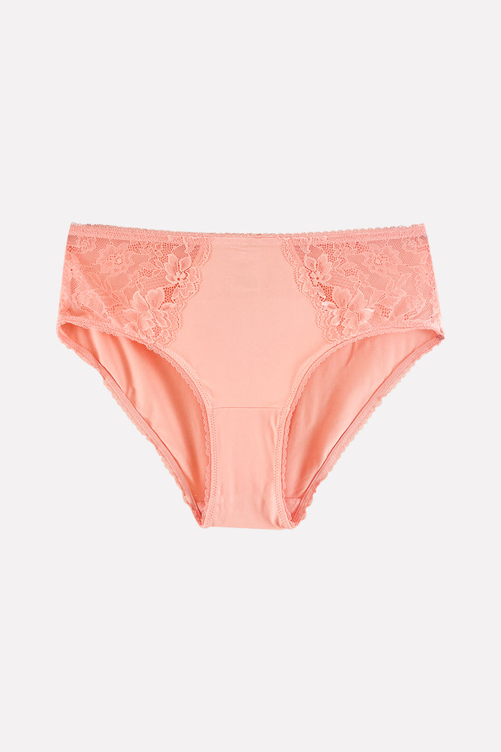 Womens High Waisted Stretch Lace Full Brief Panty