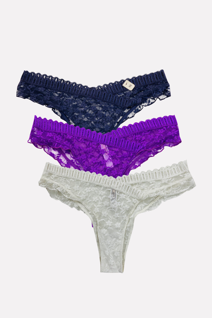 Ladies Lace Thong with Side Ruffles