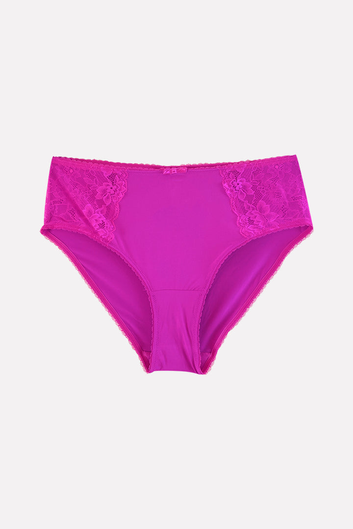 Womens High Waisted Stretch Lace Full Brief Panty